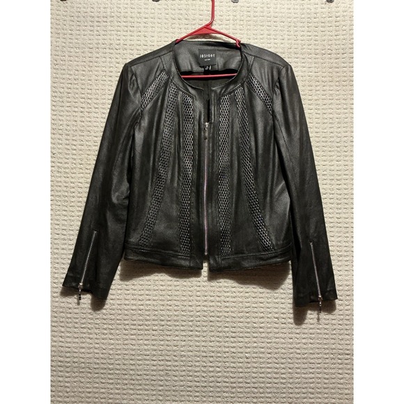 Insight Jackets & Blazers - INSIGHT Faux‎ Leather Moto Jacket Size 14 Black Women Coat Lightweight Metallic